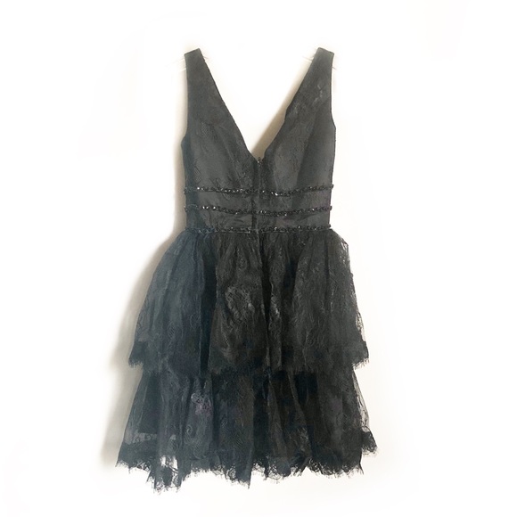 Gloryava Black Lace Deep V Neck Prom Cocktail Homecoming Formal Dress - Picture 7 of 8